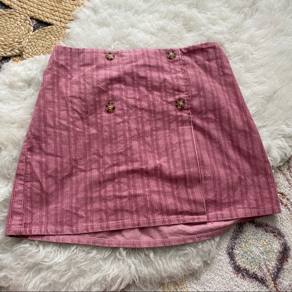 Wild fable pink mauve lined corduroy style skirt